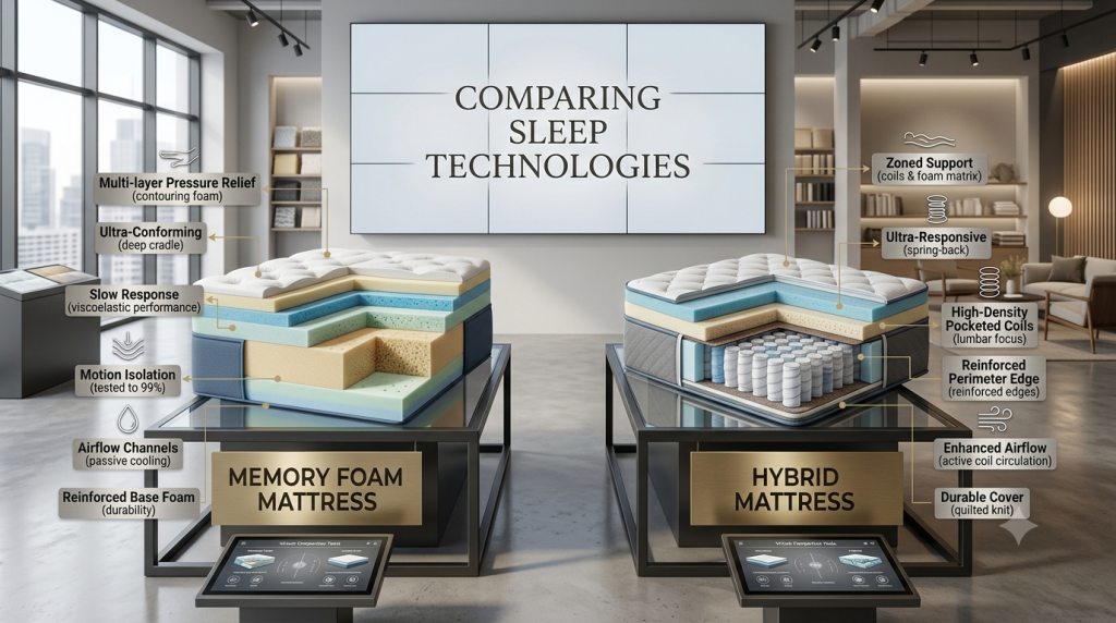 Memory Foam vs Hybrid Mattress Comparison
